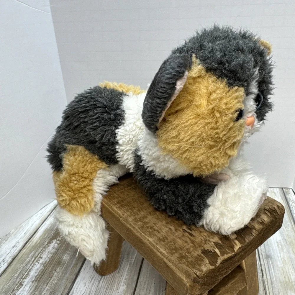 VTG 1992 Kitty Kitty Kittens Patches Calico‎ Cat PURRING Plush Stuffed Toy Tyco